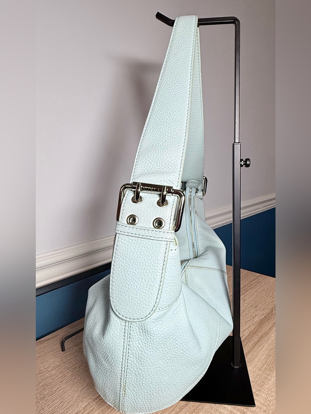Furla Light Blue Pebbled Leather Shoulder Bag | ✨ | 2000s–Early 2010s ✨ - Picture 3 of 8